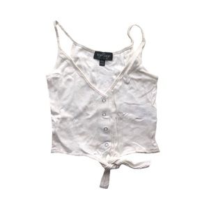 Topshop White Button tied tank top crop top